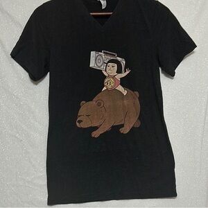 Bella Canvas Black Tee with Bear and Boombox Design